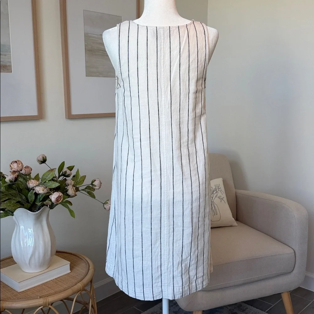 Philosophy Linen Stripe Shift Dress White Black Coastal Euro Summer Minimalist - Picture 5 of 15
